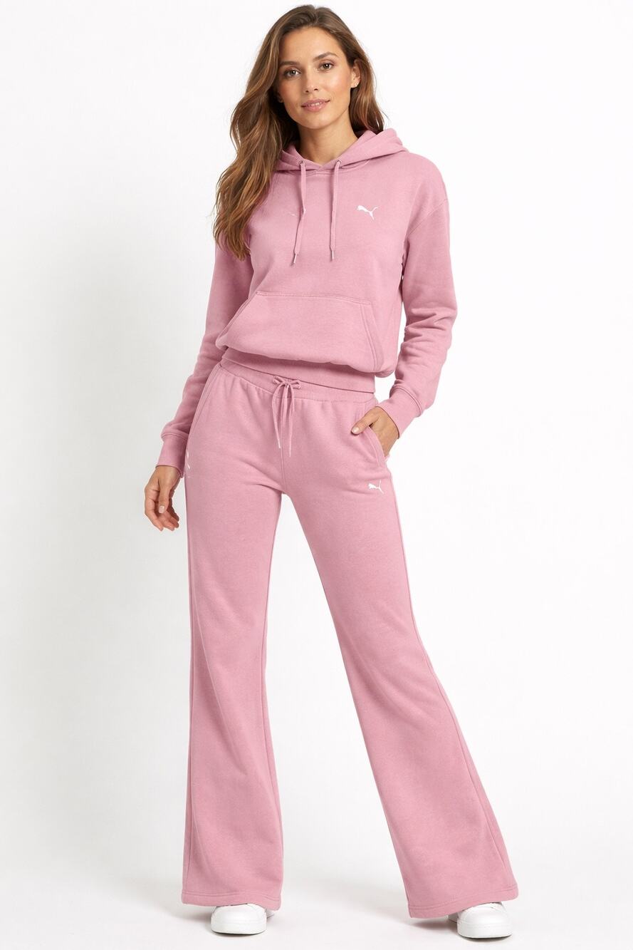 2020s Puma Poised Pink Hoodie & Straight Wide Leg Sweatpants Set NWT small